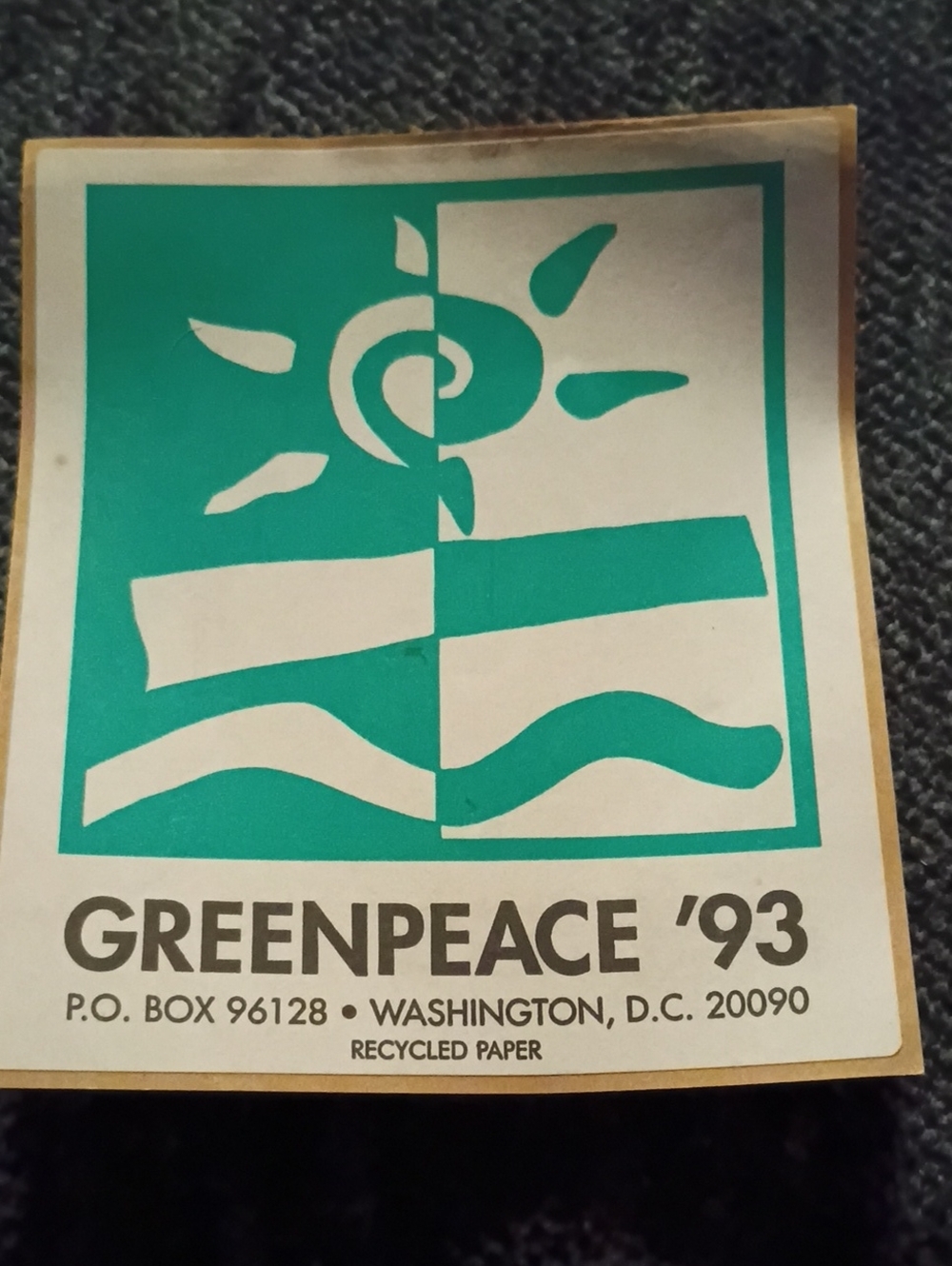 '93 Greenpeace Activist Teal Decal/ Sticker